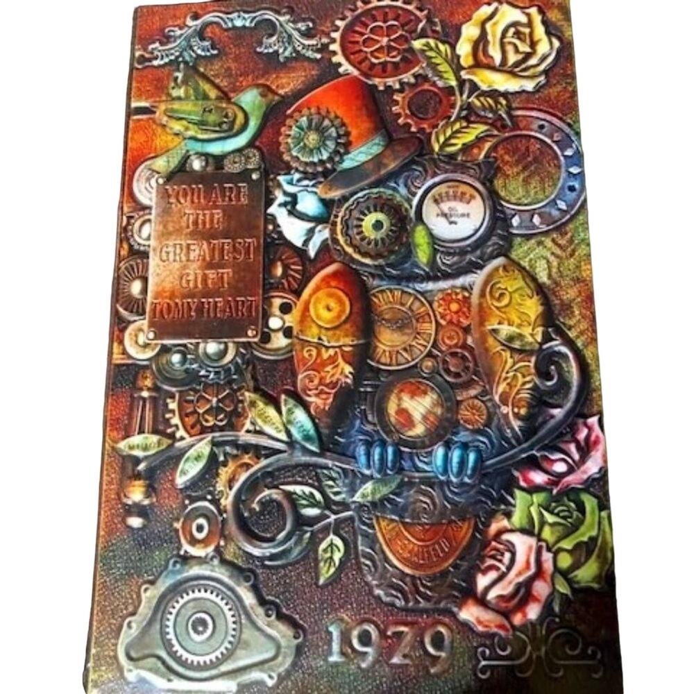 Beautiful Owl 3D Vegan Leather Steampunk Journal
